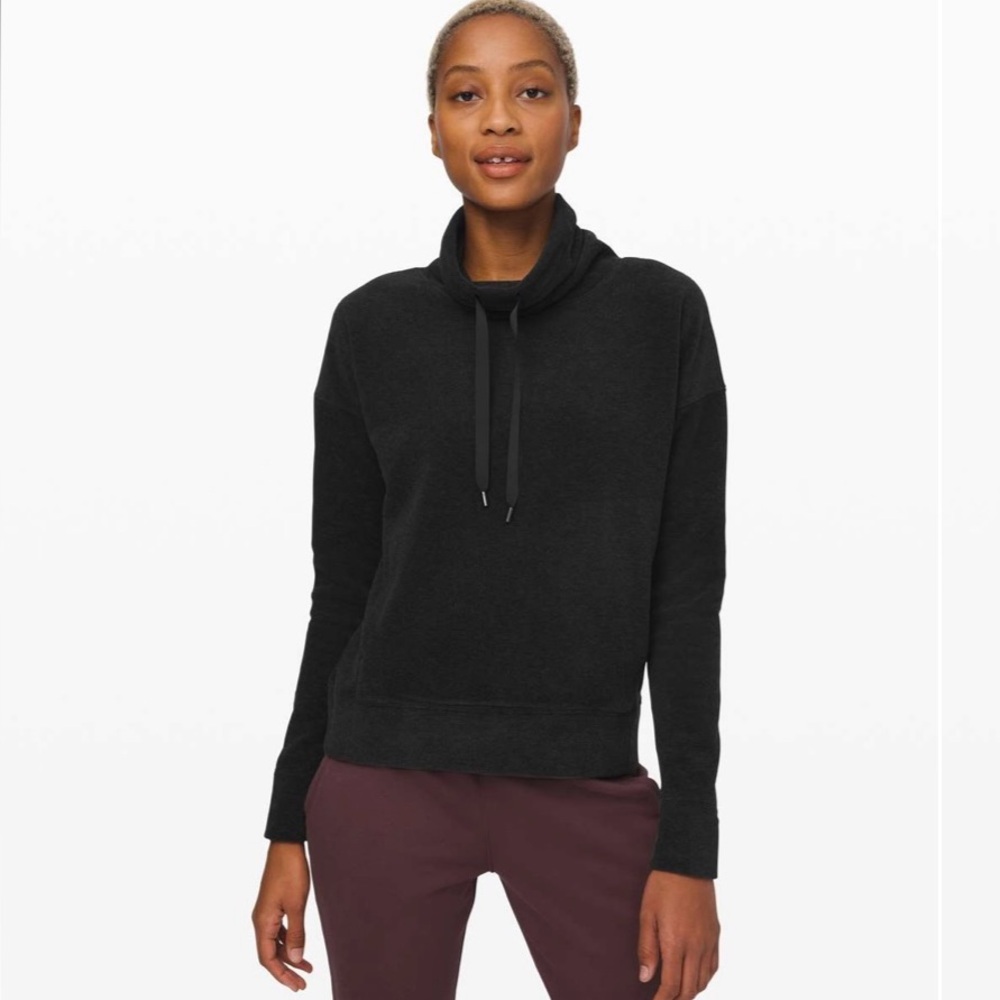 Lululemon Go Forward Pullover Fleece Sweater Heathered Core Black Womens Size 4